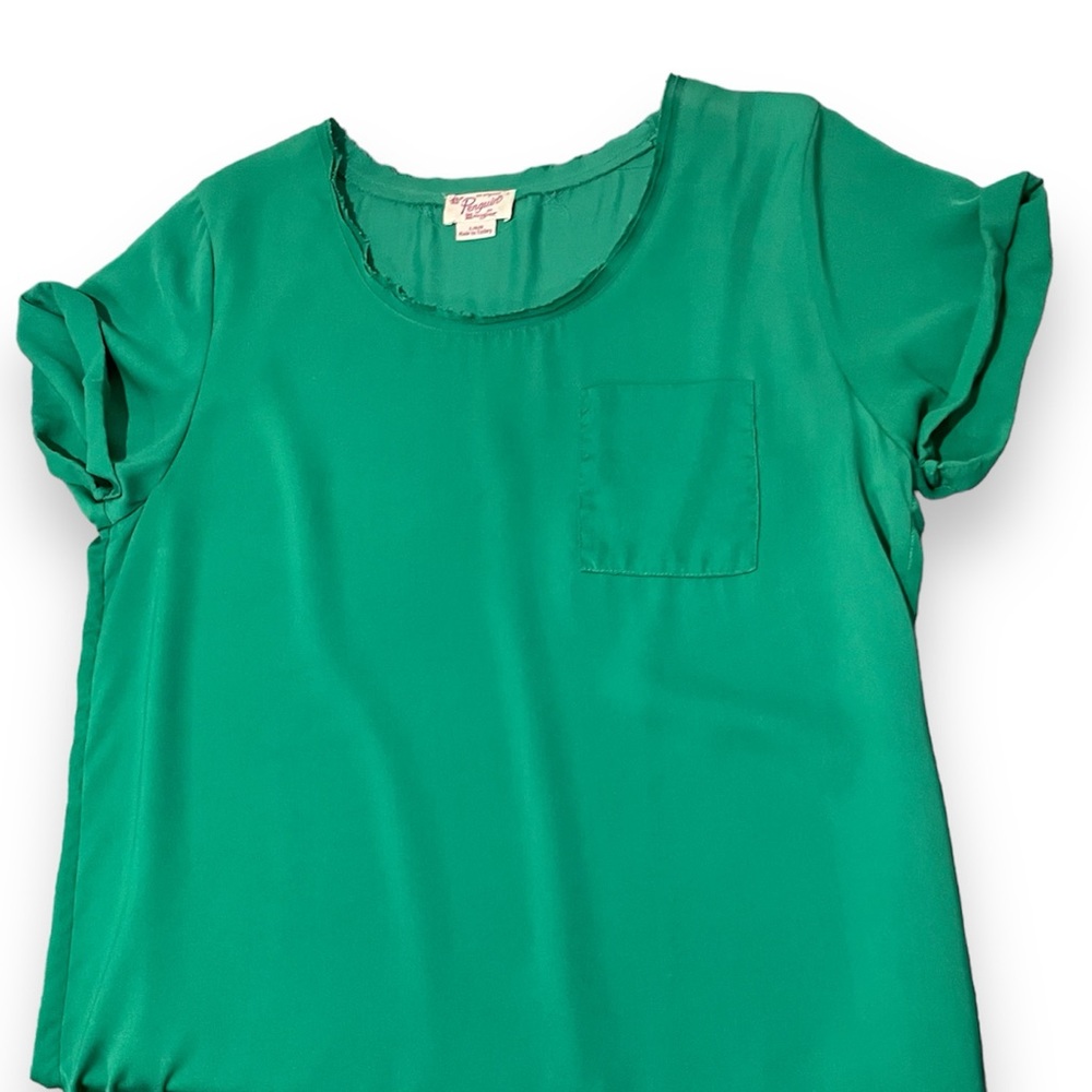 Original Penguin Kelly Green Silk Blouse Large - Picture 2 of 7